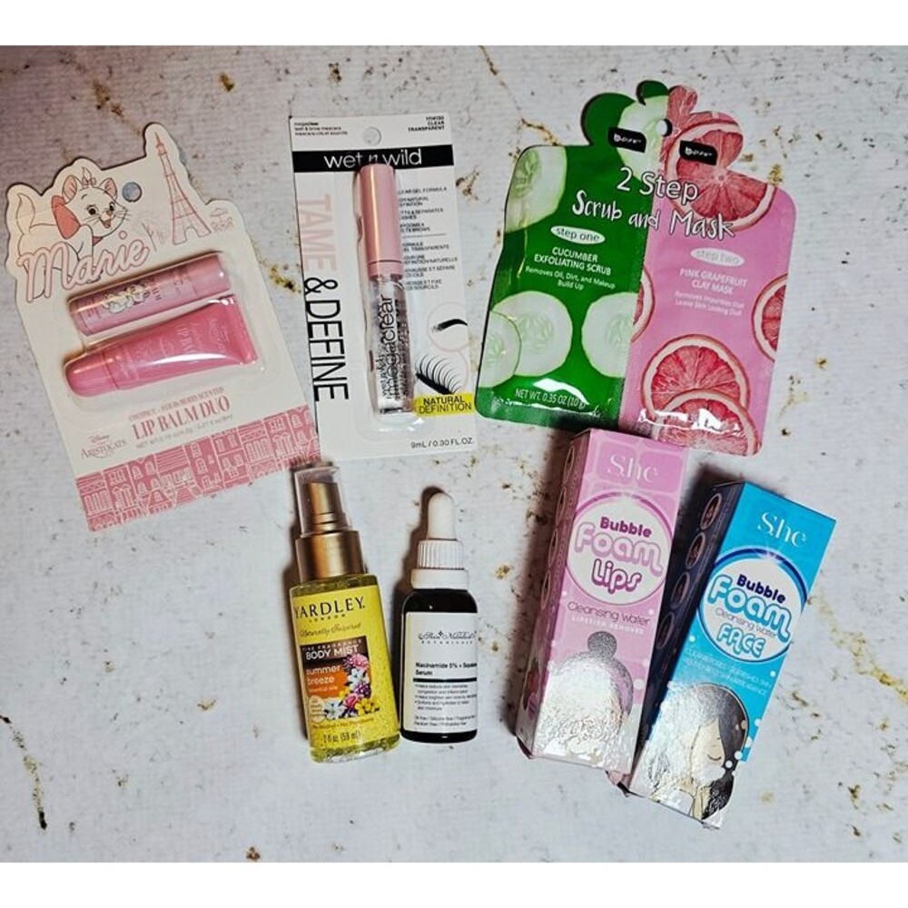 NEW Beauty & Skincare Bundle – Disney Marie Lip Balm Duo, Wet n Wild Mascara, Fa